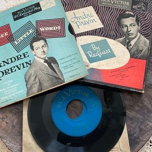 Vtg 45 rpm records ANDRE PREVIN by request three little words decor or vinyl art